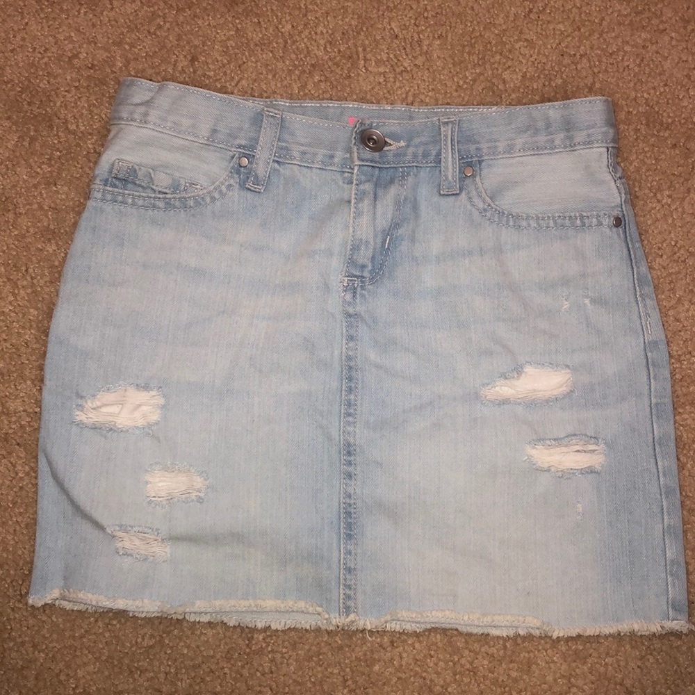 Distressed Denim Skirt